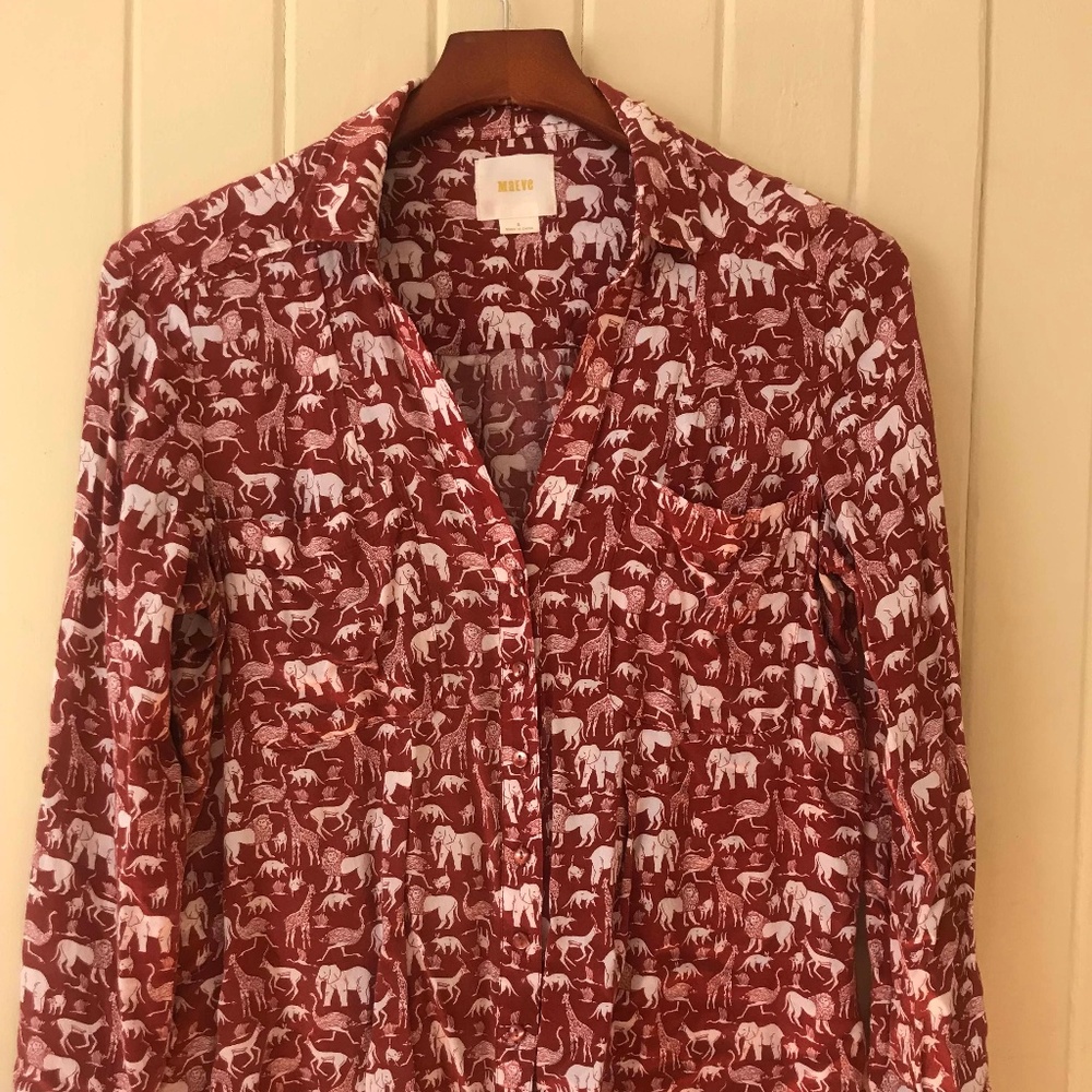 Anthropologie Maeve Casia safari animals blouse